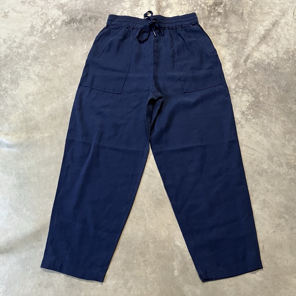 Whistles Pants Womens Size 6 Navy Blue Drawstring Wide Leg Casual